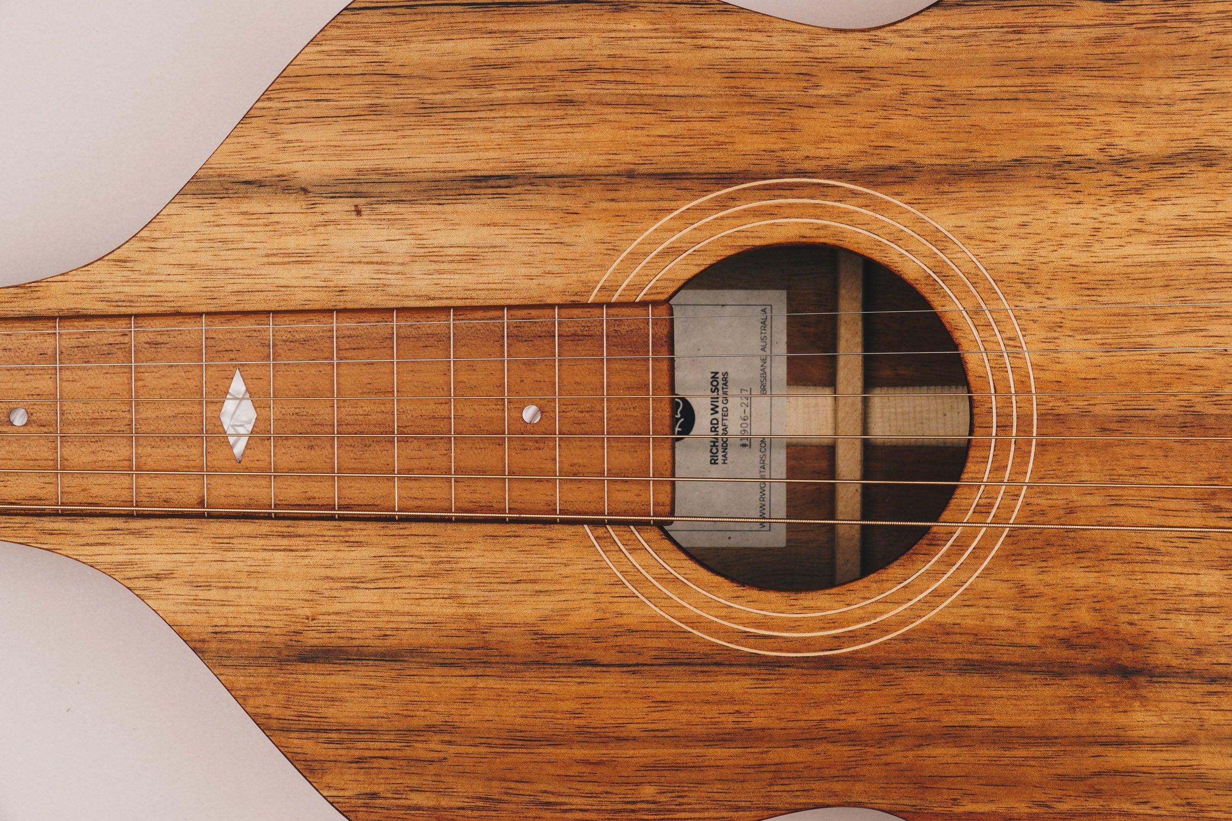 Hawaiian Koa Style 1 Weissenborn Acoustic Lap Steel Slide Guitar by master luthier Richard Wilson. Handcrafted in Australia. Serial no. RW1906-227.