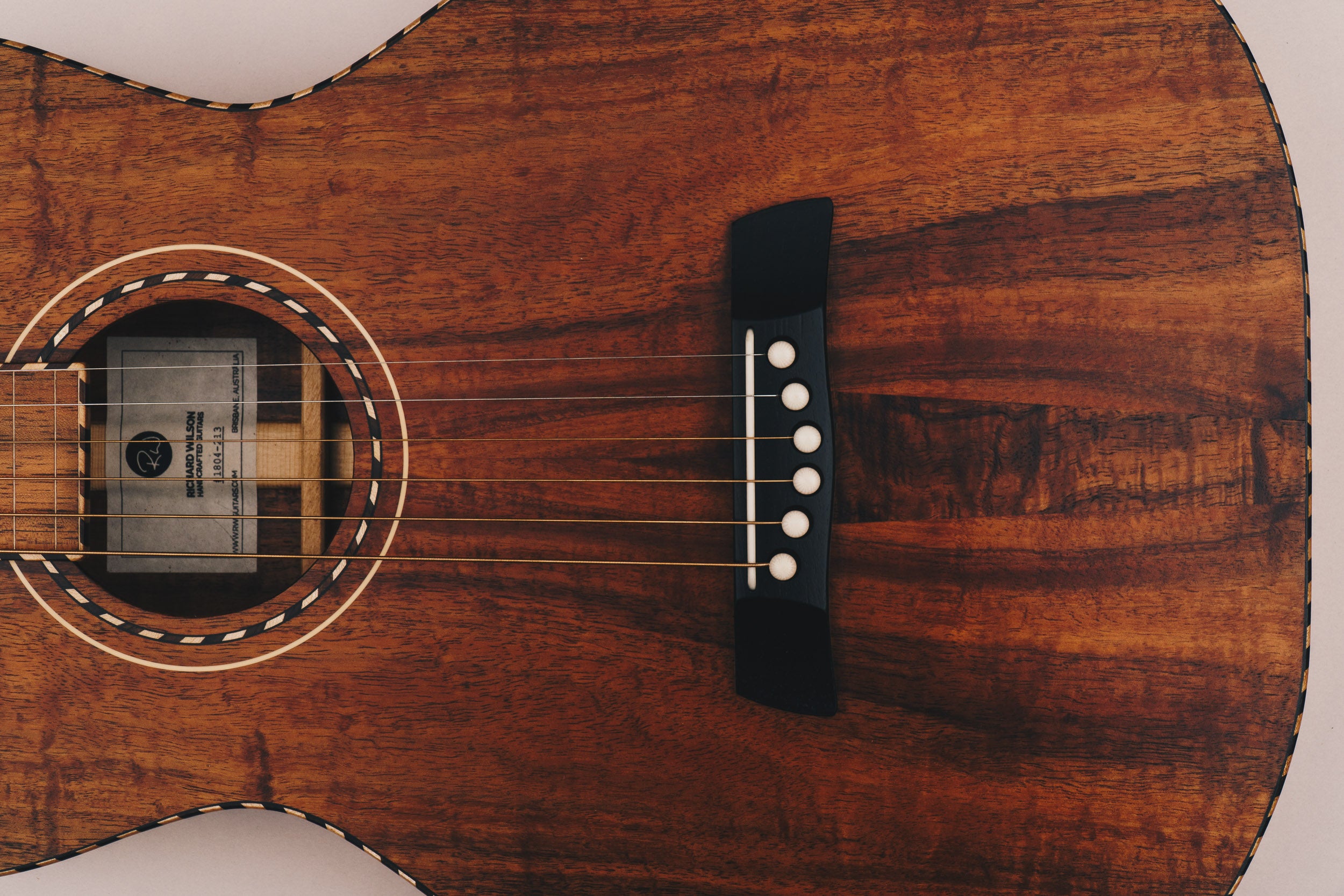 Hawaiian Koa Style 3 Weissenborn Acoustic Lap Steel Slide Guitar by master luthier Richard Wilson. Handcrafted in Australia. Serial no. RW1804-213.