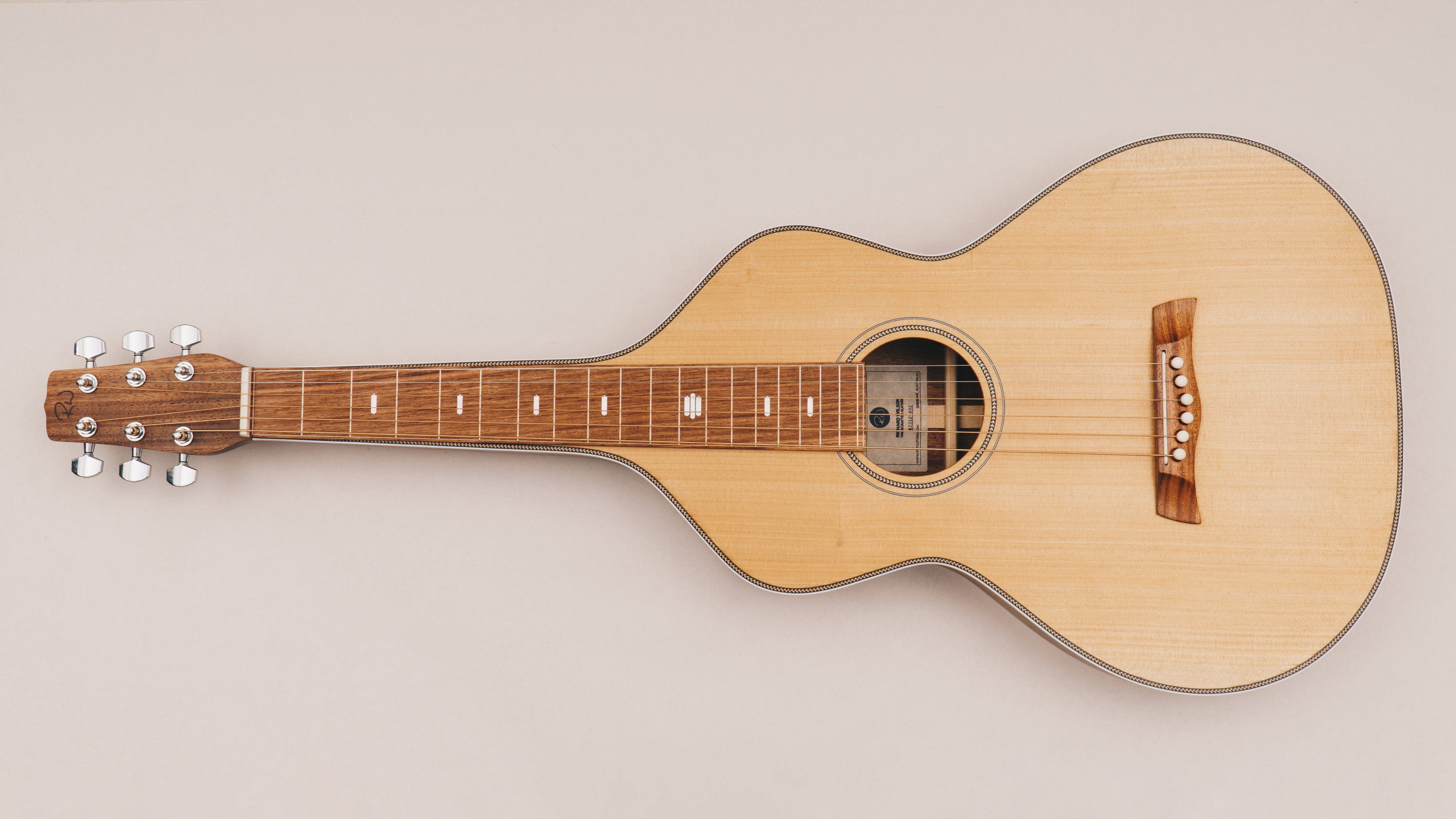 Style 2 Weissenborn Guitar - Herringbone Series Weissenborn Acoustic Lap Steel Slide Guitar by master luthier Richard Wilson. Handcrafted in Australia. Serial no. RW2312-402.