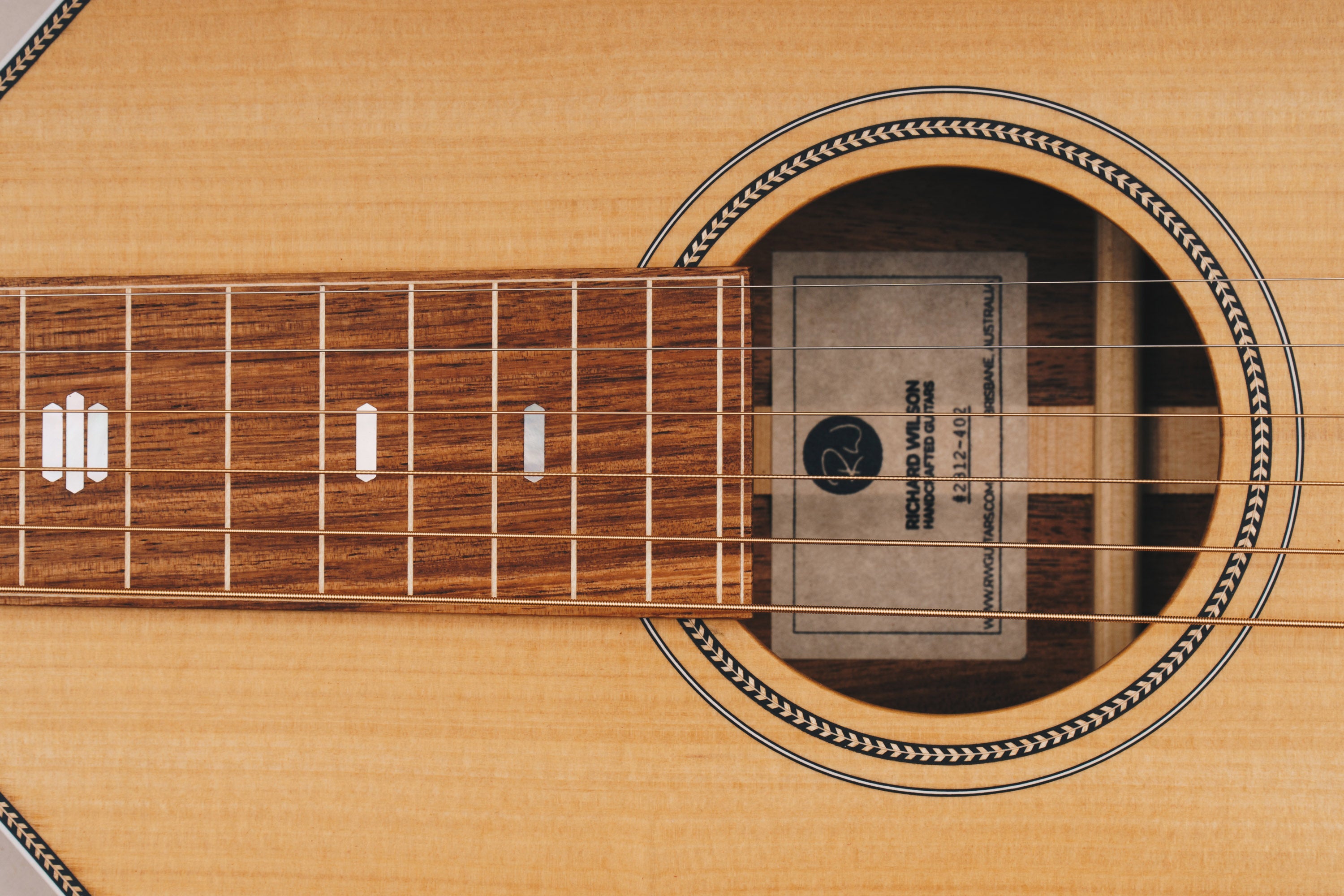 Style 2 Weissenborn Guitar - Herringbone Series Weissenborn Acoustic Lap Steel Slide Guitar by master luthier Richard Wilson. Handcrafted in Australia. Serial no. RW2312-402.