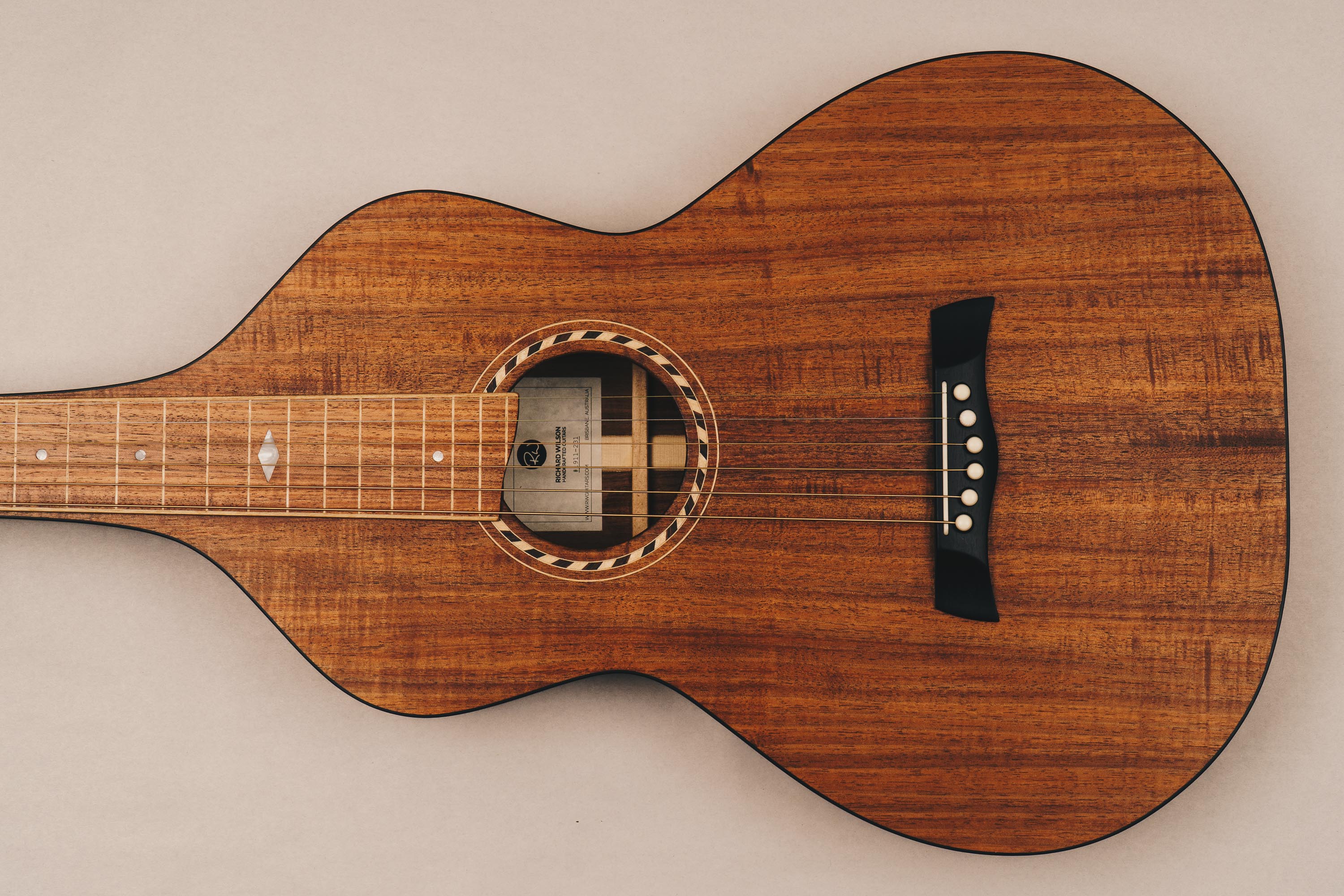 Tasmanian Blackwood Style 2 Weissenborn Acoustic Lap Steel Slide Guitar by master luthier Richard Wilson. Handcrafted in Australia. Serial no. RW1911-231.