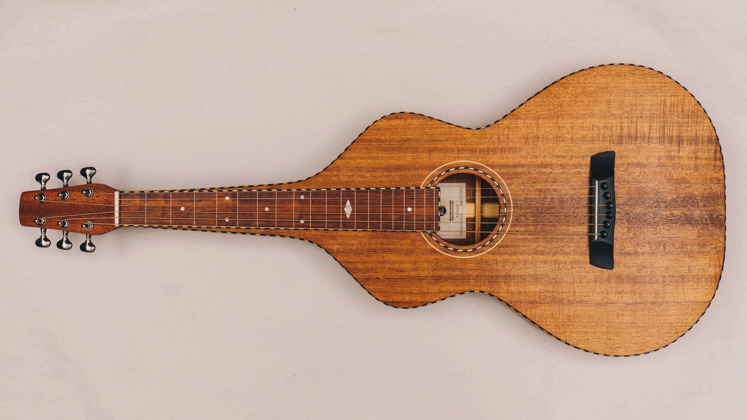Tasmanian Blackwood Style 3 Weissenborn Acoustic Lap Steel Slide Guitar by master luthier Richard Wilson. Handcrafted in Australia. Serial no. RW1809-228.