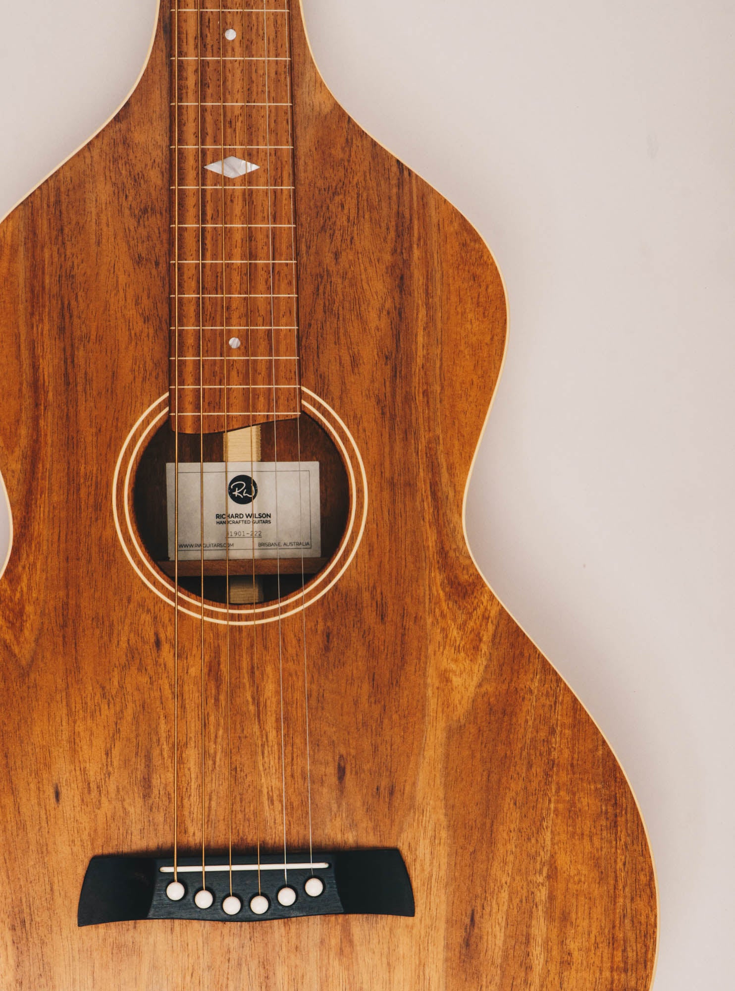 Tasmanian Blackwood Style 3 Weissenborn Acoustic Lap Steel Slide Guitar by master luthier Richard Wilson. Handcrafted in Australia. Serial no. RW1901-222.