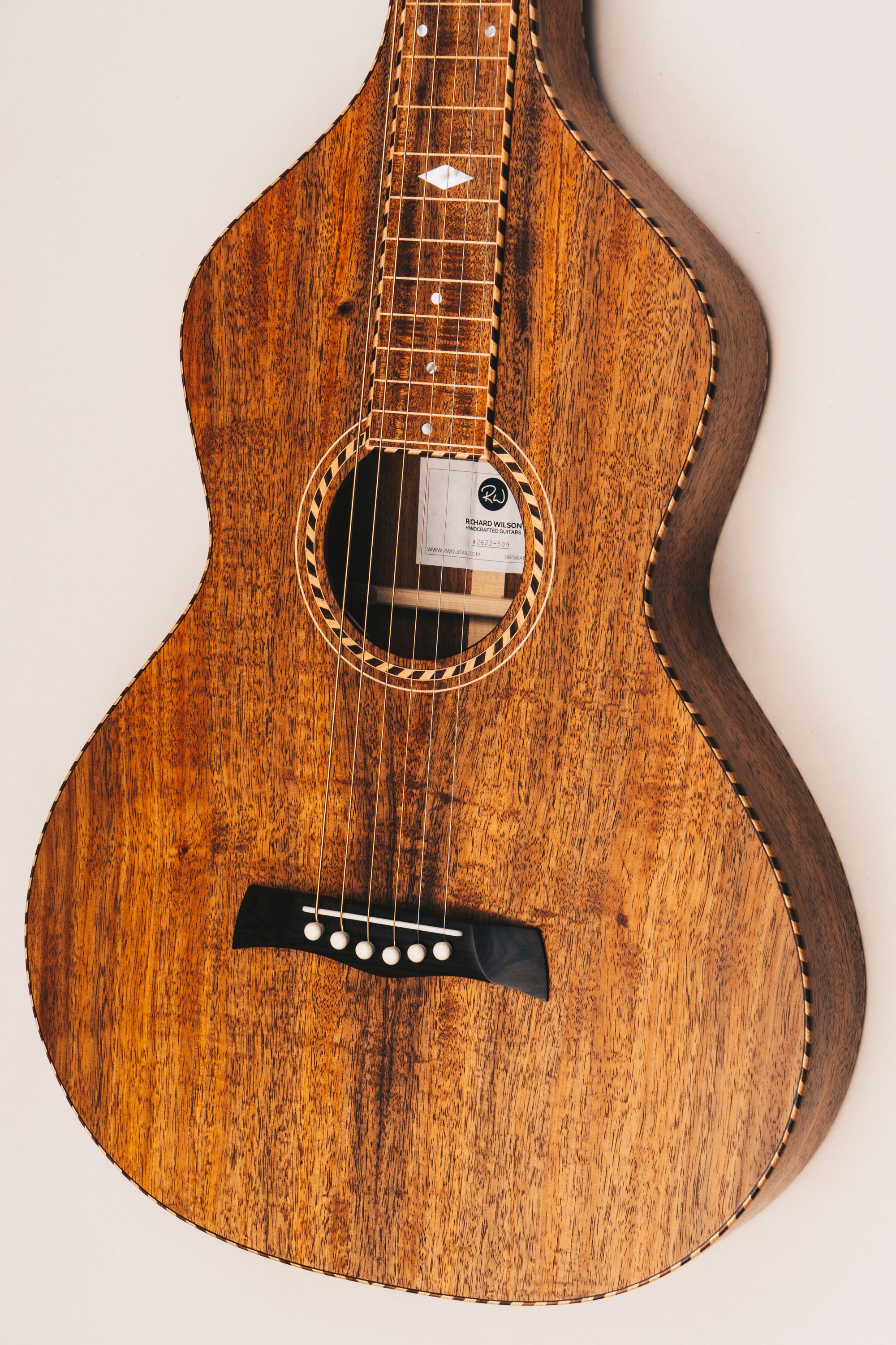 Style 4 Weissenborn Guitar - Tasmanian Blackwood Weissenborn Acoustic Lap Steel Slide Guitar by master luthier Richard Wilson. Handcrafted in Australia. Serial no. RW2622-509.