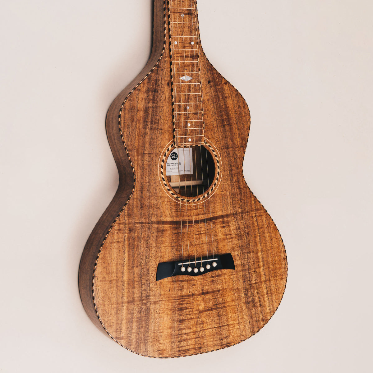 Style 4 Weissenborn Guitar – Tasmanian Blackwood Weissenborn Acoustic Lap Steel Slide Guitar by master luthier Richard Wilson. Handcrafted in Australia. Serial no. RW2626-513.