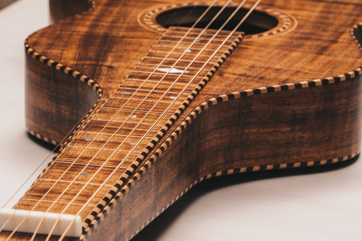 Style 4 Weissenborn Guitar – Tasmanian Blackwood Weissenborn Acoustic Lap Steel Slide Guitar by master luthier Richard Wilson. Handcrafted in Australia. Serial no. RW2626-513.
