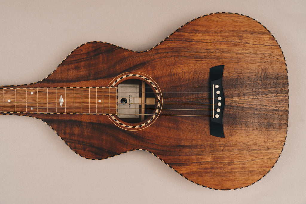 Koa Style 4 Weissenborn Acoustic Lap Steel Slide Guitar by master luthier Richard Wilson. Handcrafted in Australia. Serial no. RW1920-240.