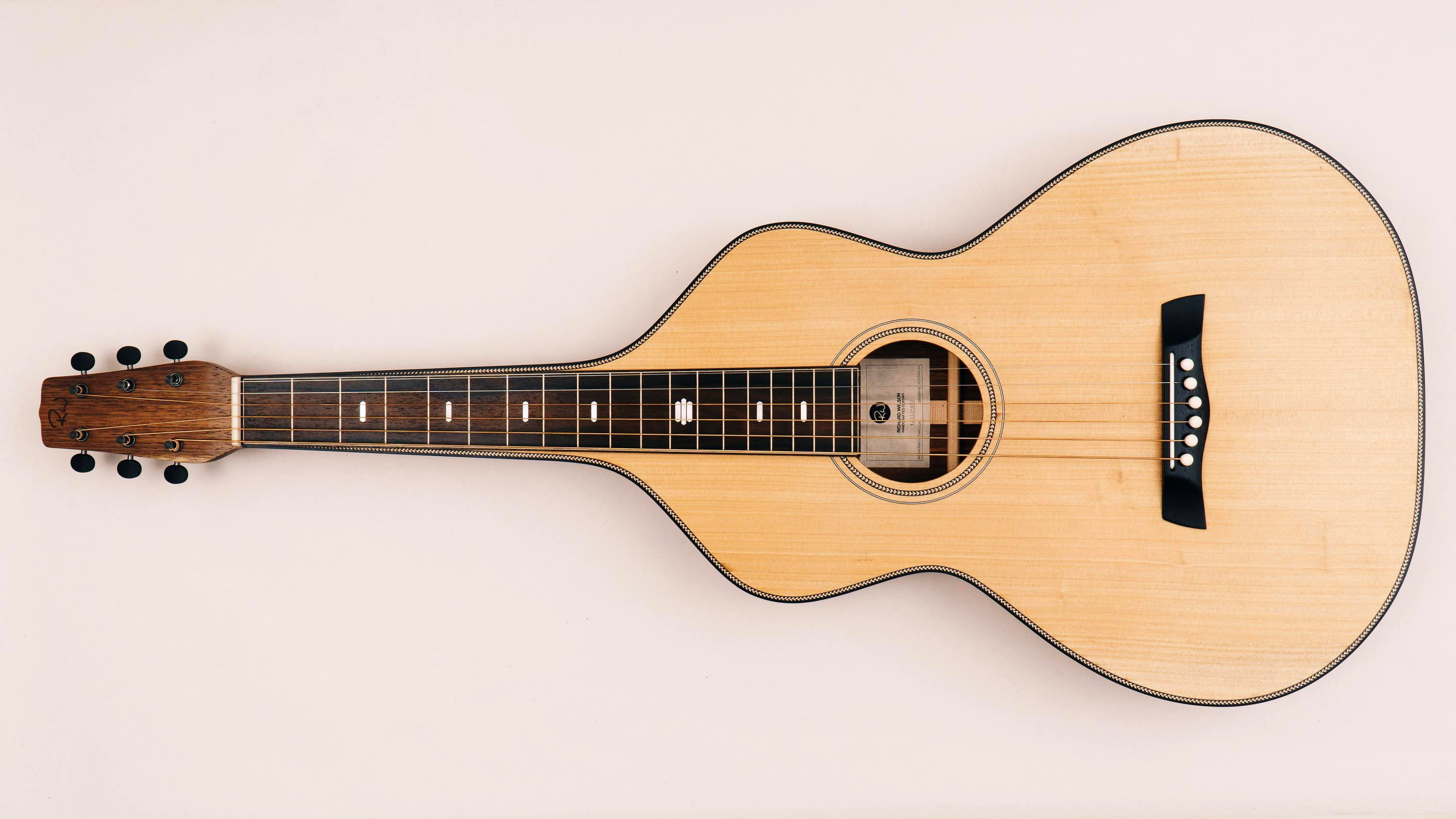 Style 2 Weissenborn Guitar - Herringbone Series Weissenborn Acoustic Lap Steel Slide Guitar by master luthier Richard Wilson. Handcrafted in Australia. Serial no. RW2313-403.